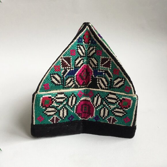 Vintage Embroidered Cross Stitch Uzbek Tubeteika Skull Cap Ethnic Hat Doppa - Picture 3 of 7